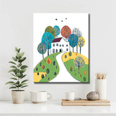 Painting by Numbers Art Illustration White House in The Landscape with Colorful Trees
